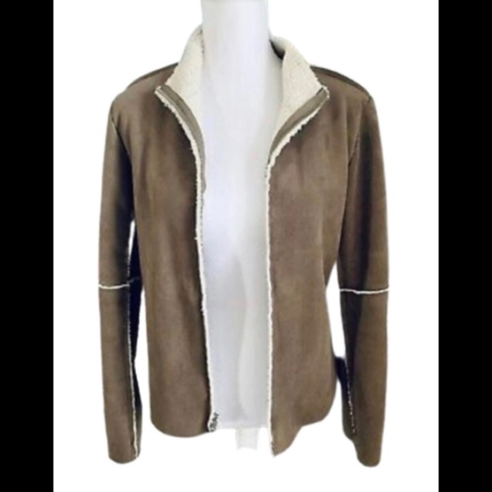 Anthropologie VELVET Brand Faux Suede Shearling Lined Jacket